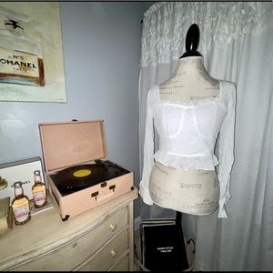 Nasty Gal White Square Neck Ruffle Hem Blouse